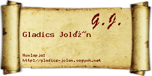 Gladics Jolán névjegykártya